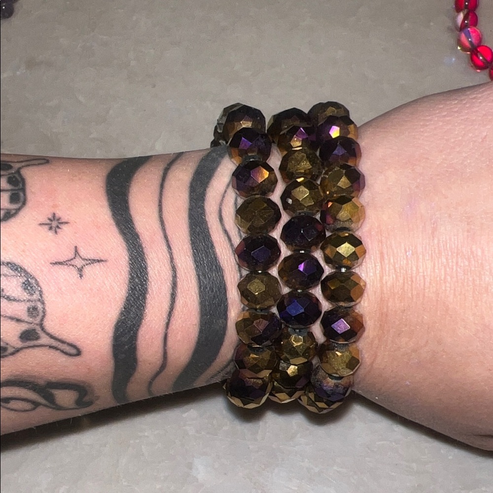 Gold and Purple Beaded Bracelet